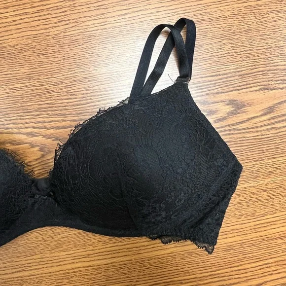 Victoria’s Secret Dream Angels Padded Lined No Wire Black Lace Bra 36B - Picture 2 of 8